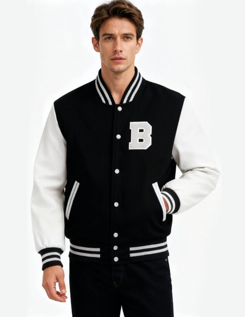 Custom Black and White Letterman Jacket